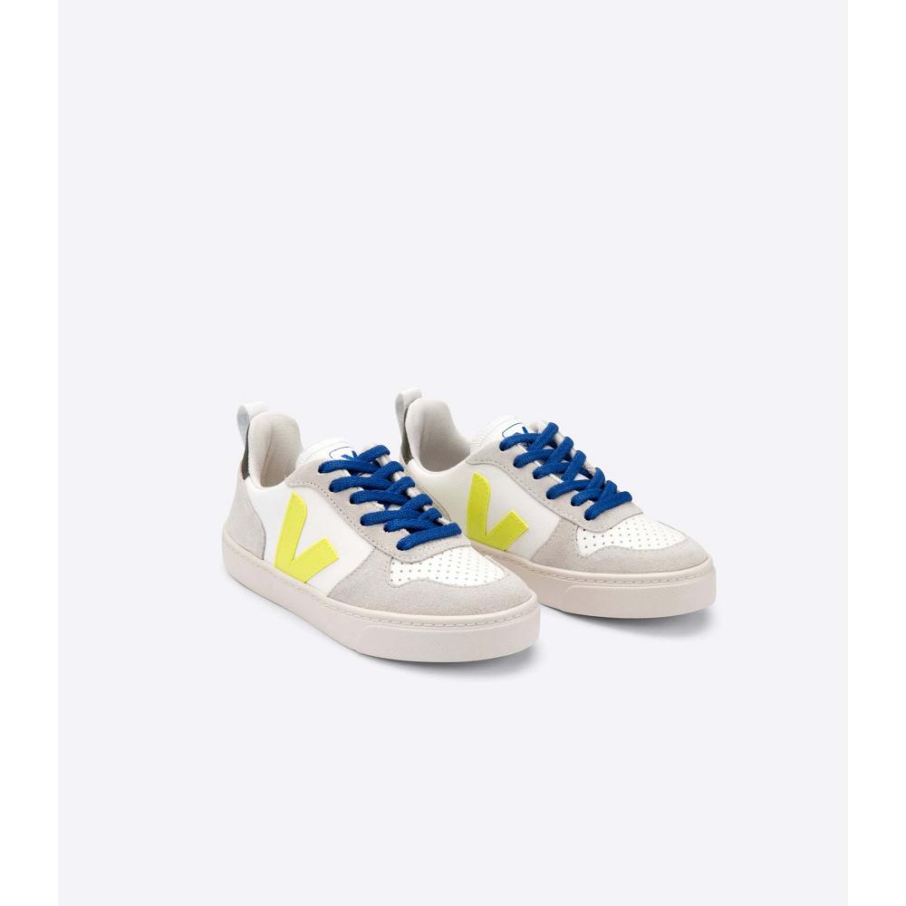 White/Blue Kids' Veja V-10 BONTON Sneakers | AU 839YXF